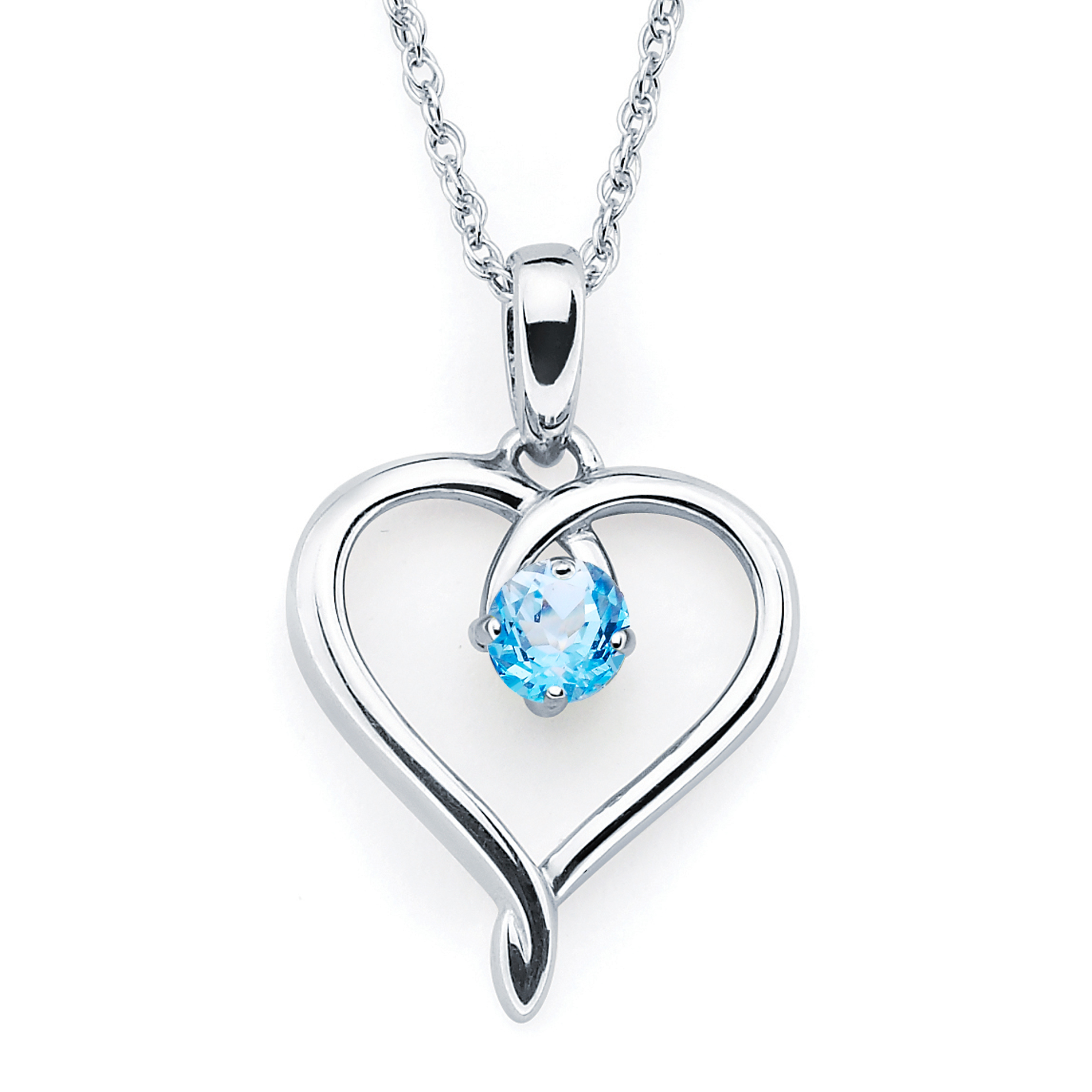 MMC Womens Heart Love Blue Topaz Silver Pendants Necklaces 